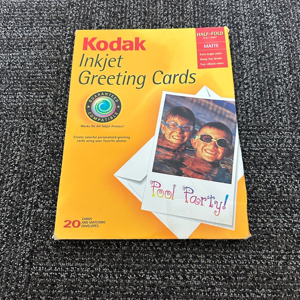 Kodak Inkjet Greeting Card Sets Matte Half-Fold White 20 Cards With Envelopes
